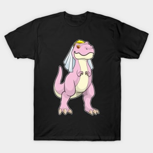 Dinosaur as Bride at Wedding with Veil T-Shirt